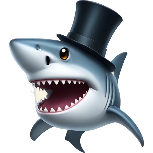Shark with a top hat emoji
