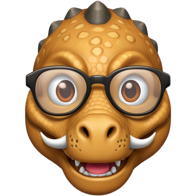 dinosaur face with moustache and glasses emoji