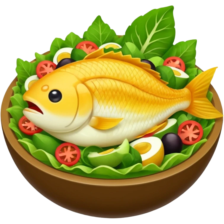 buatkan emoji salad namun berbentuk ikan 🐟 yang chubby untuk discord emoji tentang mancing untuk announcement  emoji