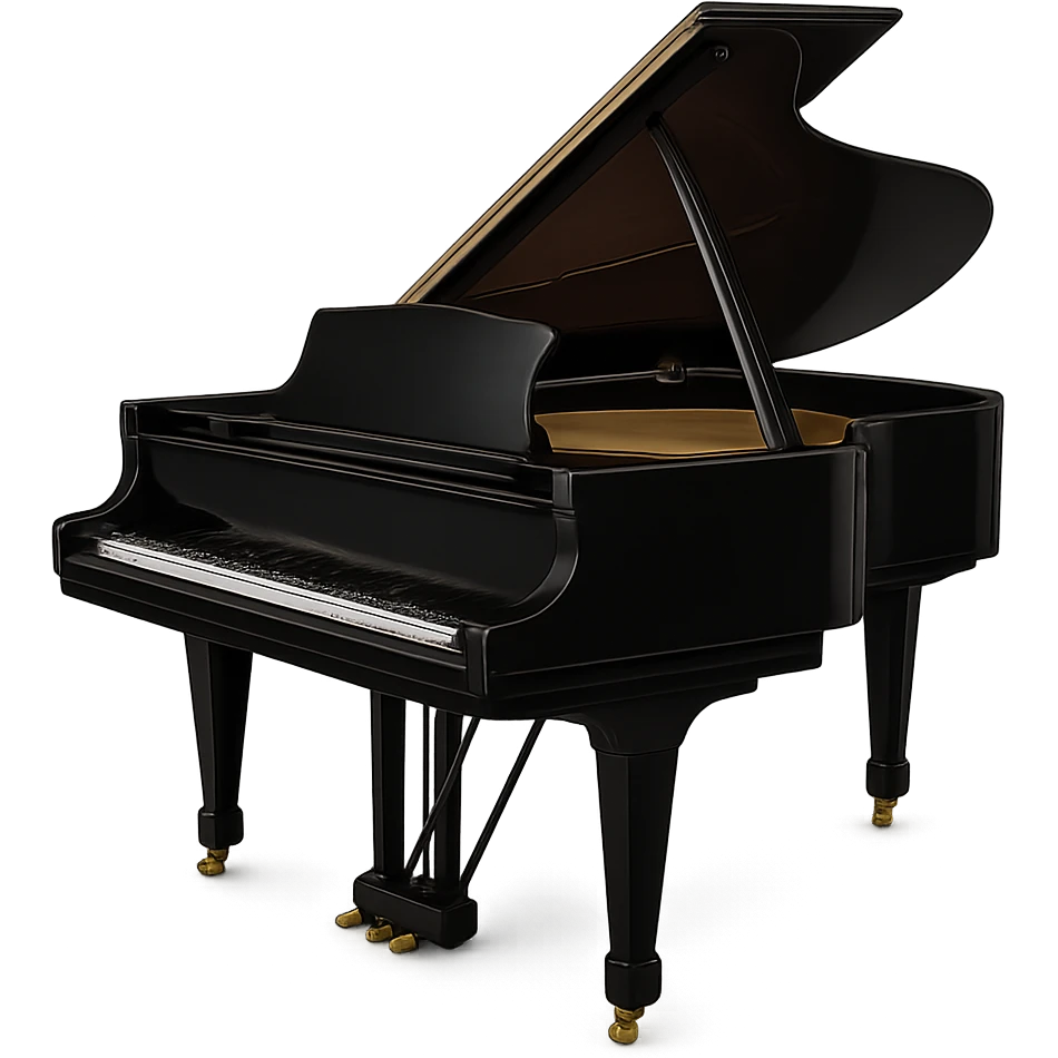 classic black grand piano, elegant style emoji