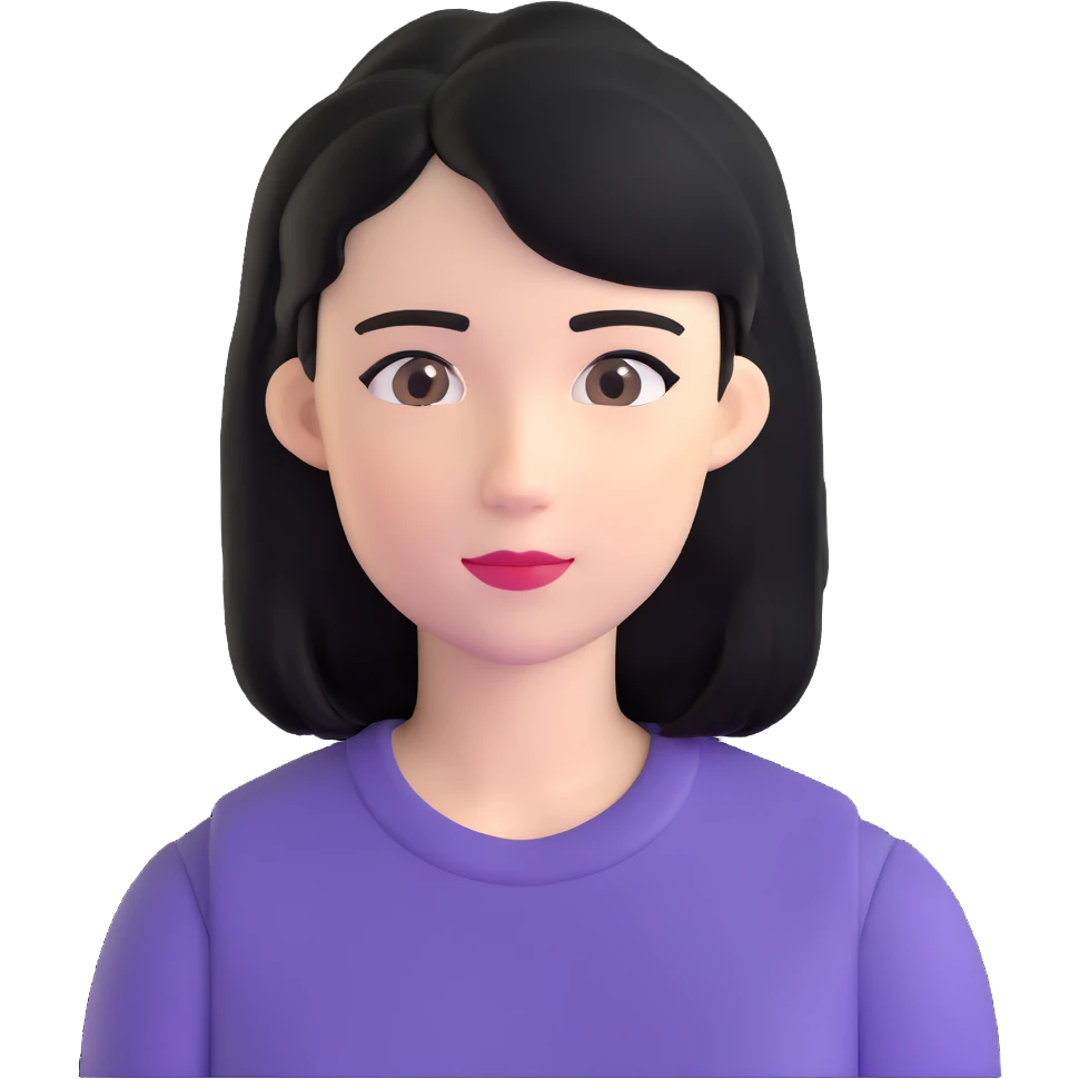 young woman with black hair, 25 years old emoji
