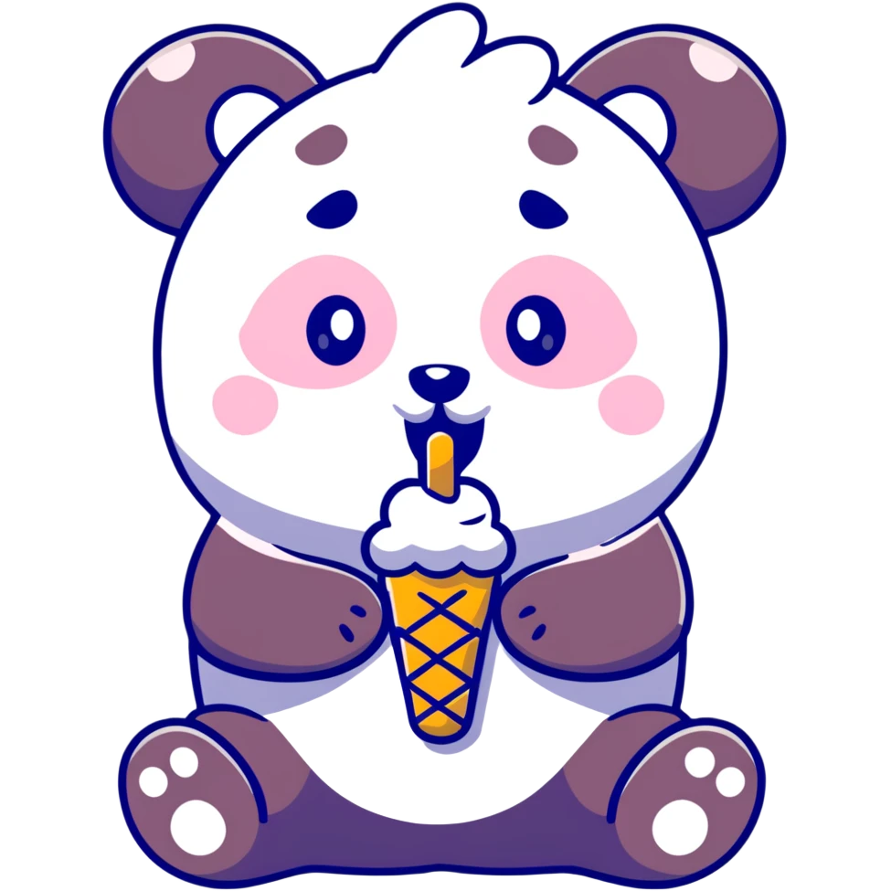 Panda eating ice cream emoji