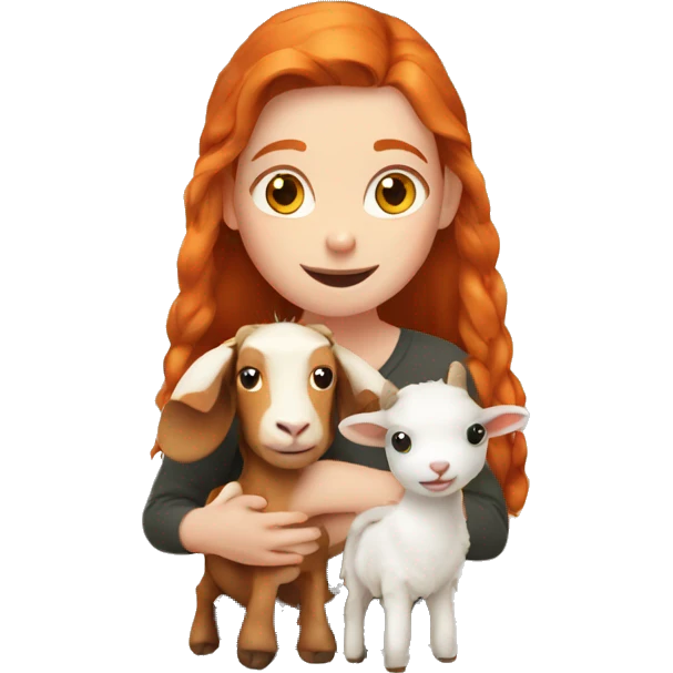 Ginger girl with a goat emoji