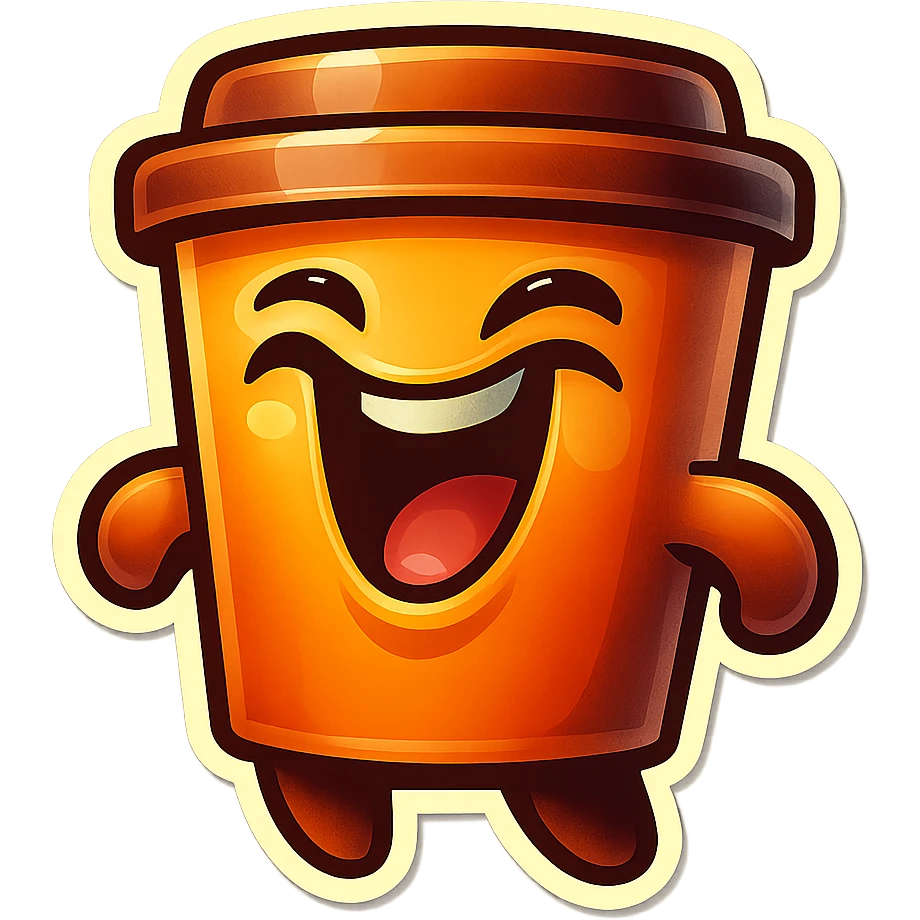 Tall coffee cup, laughing dramatically at self emoji