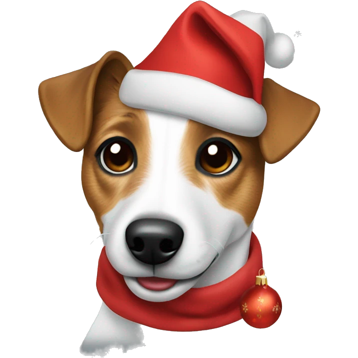 jack russell wearing christmas emoji