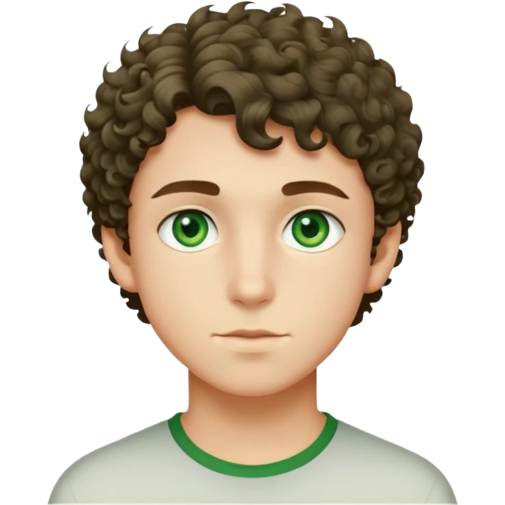 Adolescents beau qui est un peu une racaille avec les cheveux court bouclés et des yeux vert emoji