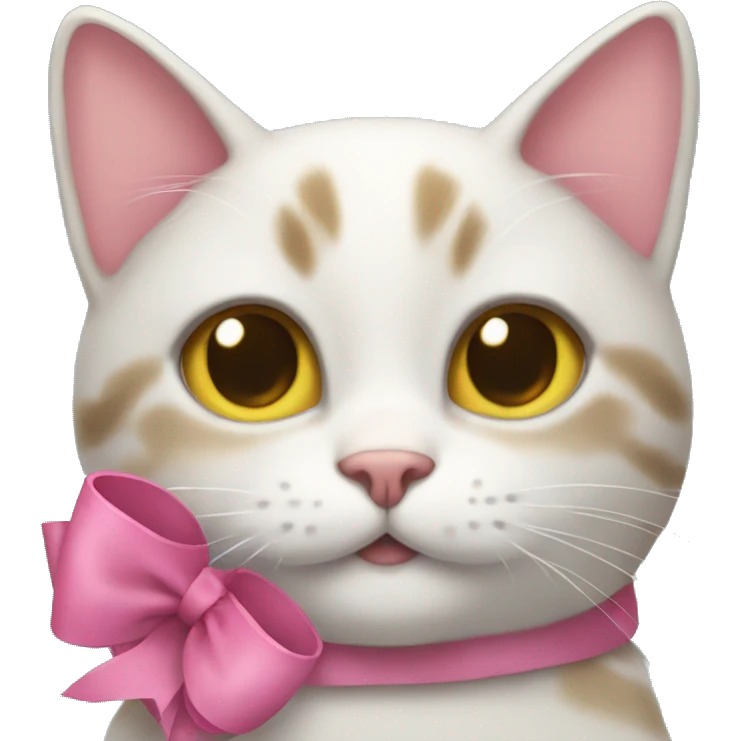 a cat with a pink bow smiling emoji