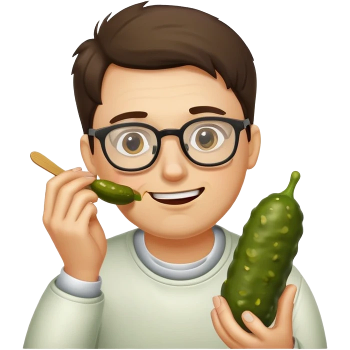 man with glasses eating a pickle emoji