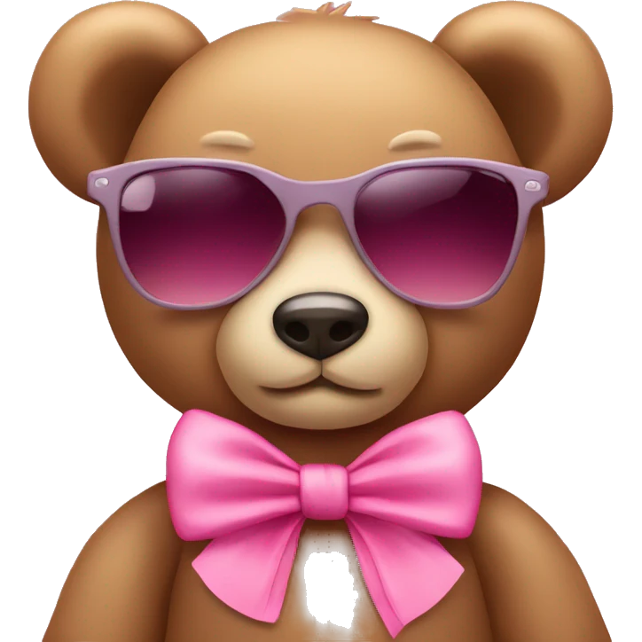 Teddy bear with pink bow and cute sunglasses emoji