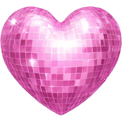 Baby pink disco ball heart that sparkles  emoji