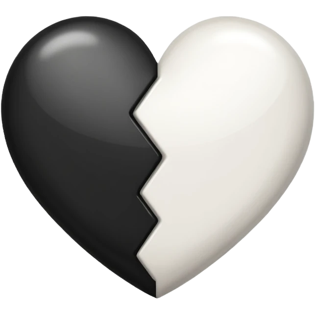 قلب مقسوم نص ابيض ونص اسود emoji