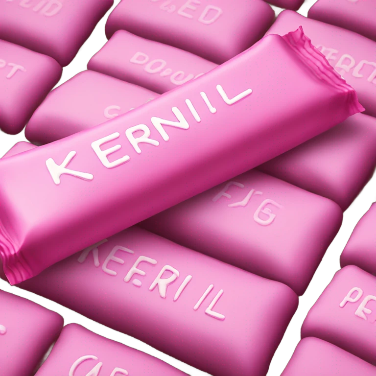 pink candy bar with the inscription “kerlli” emoji