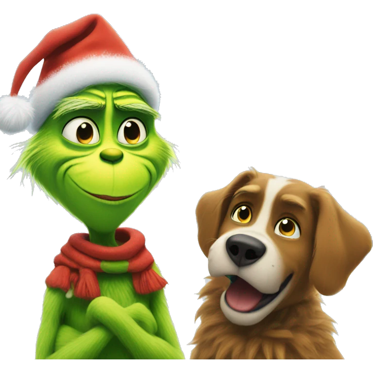 Grinch in the snow with max emoji