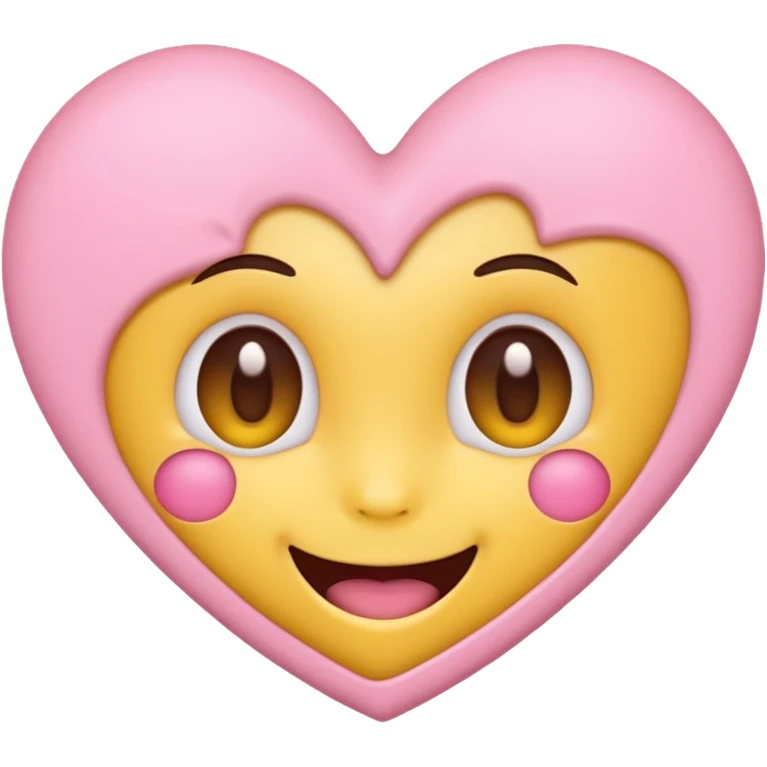cute emoji, heart eyes, playful grin, pastel pink and yellow, no background emoji