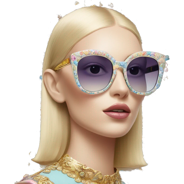 Dolce and Gabbana sunglasses with colourful pastel ornament and golden detais  emoji