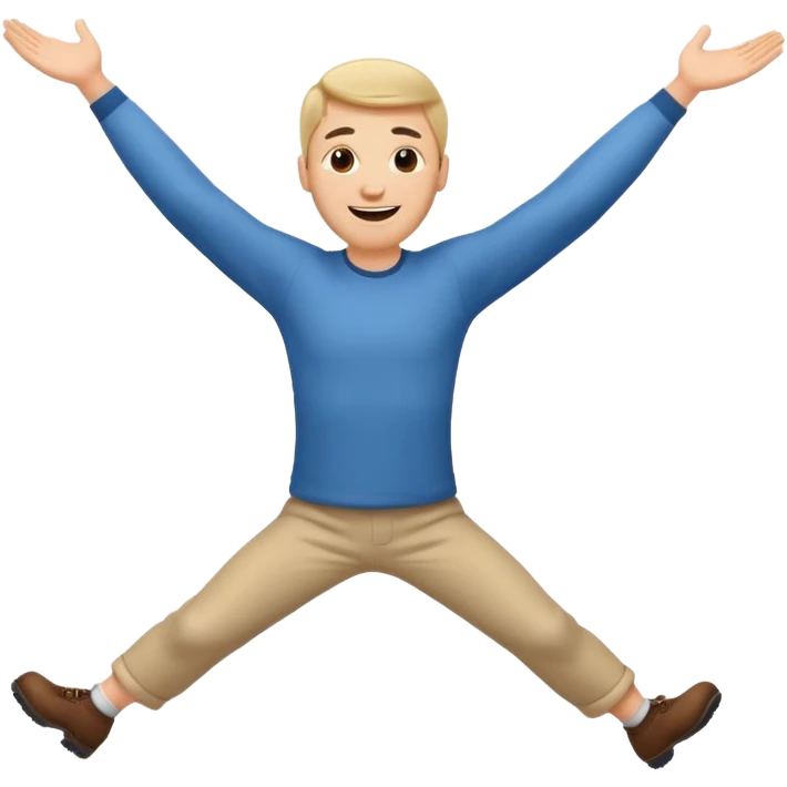 apple style emoji of a man spinning head over heels past a mountain, arms outstretched emoji
