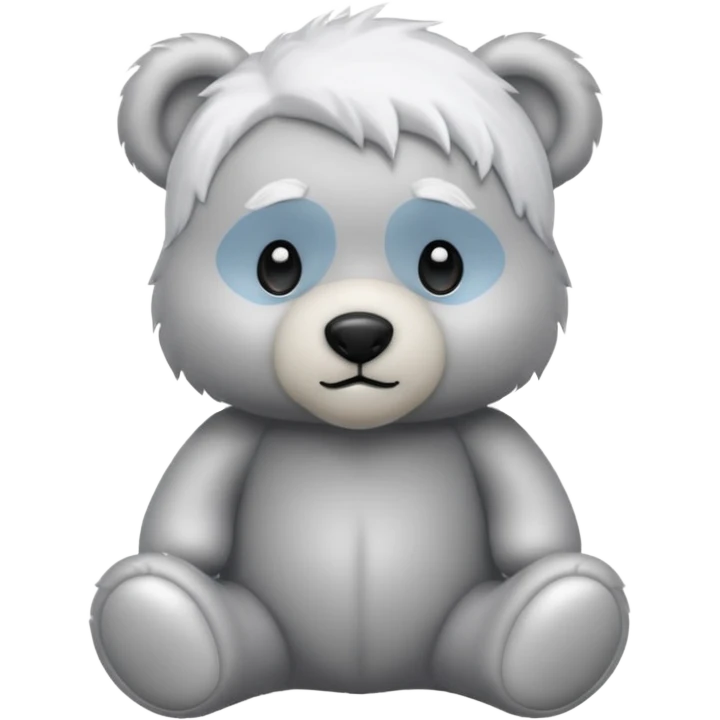 Silver teddy bear with white hair on the head emoji