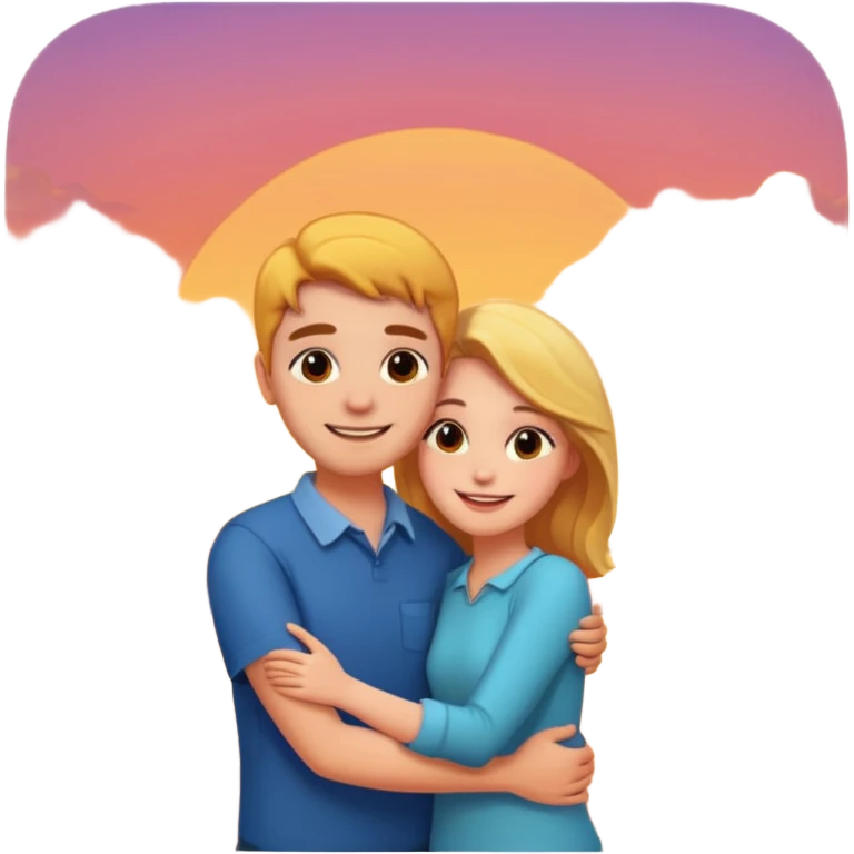 Me and my girlfriend hugging watching sunset emoji