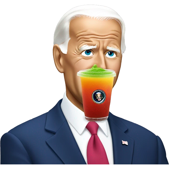 joe biden drinking a trump smoothie emoji