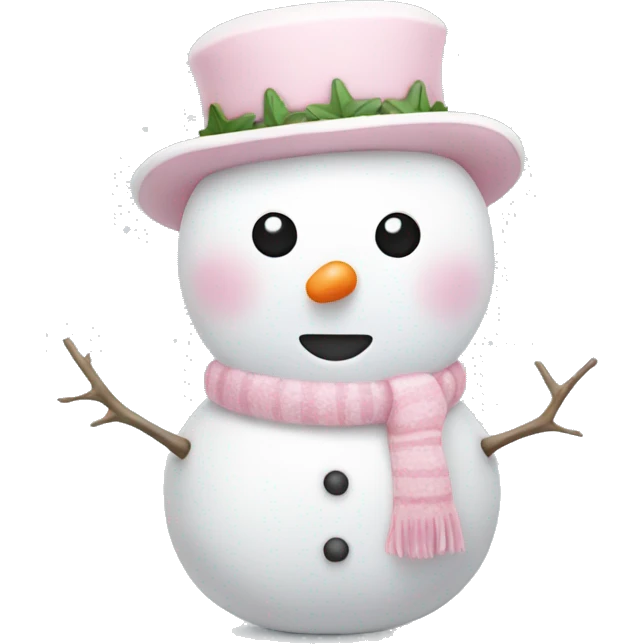 Cute white and light pink snowman emoji