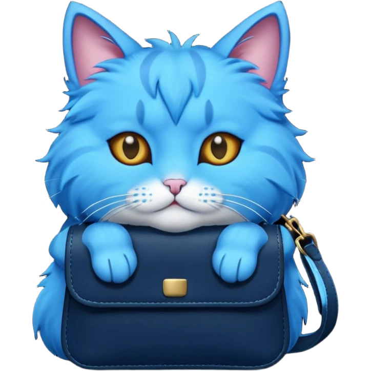 Blue cat with black bag emoji