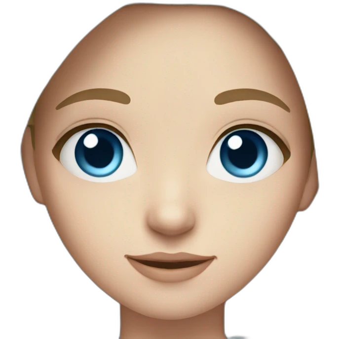 Cute white brunette teen, blue eyes emoji