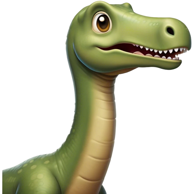 Cinematic Comical Brontosaurus Portrait Emoji, Head tilted dramatically with an exaggeratedly shocked expression, featuring a towering, robust body with a long, graceful neck and wide, comically expressive eyes full of playful disbelief, Simplified yet hilariously expressive features, highly detailed, glowing with a slightly sassy ancient glow, high shine, dramatic yet playful, stylized with an air of cheeky dinosaur mischief, soft glowing outline, capturing the essence of a meme-worthy Brontosaurus that looks ready to lumber its way into viral fame! emoji