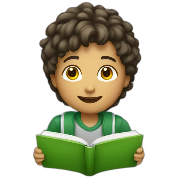 Student with green book emoji