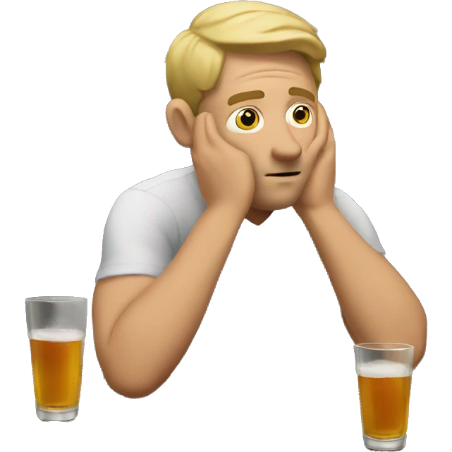 White man belligerently drunk at bar emoji