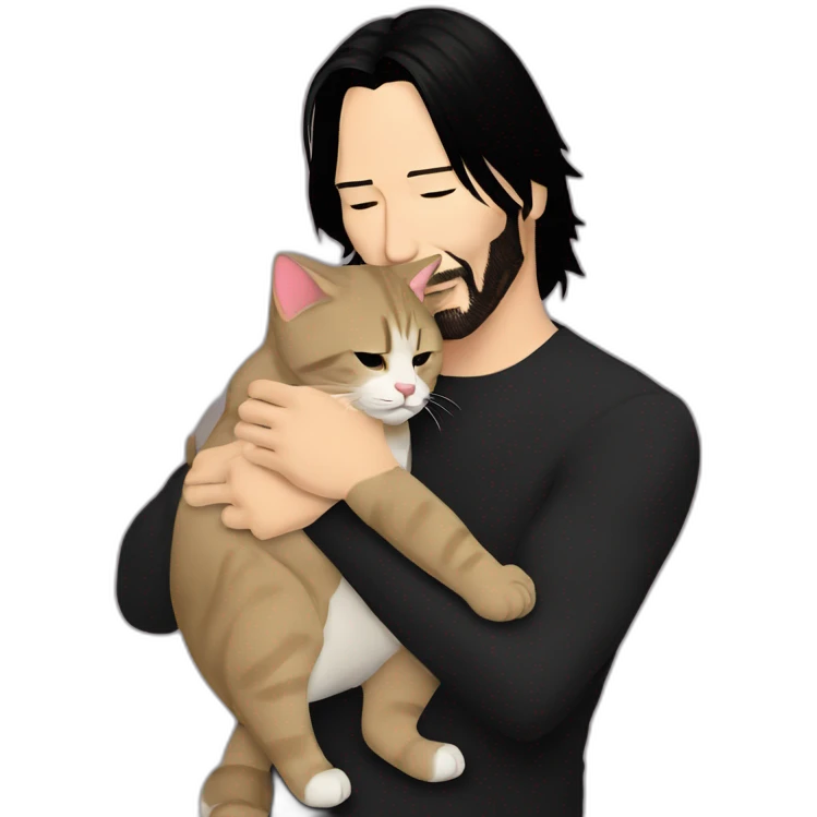 keanu reeves hugging cat emoji