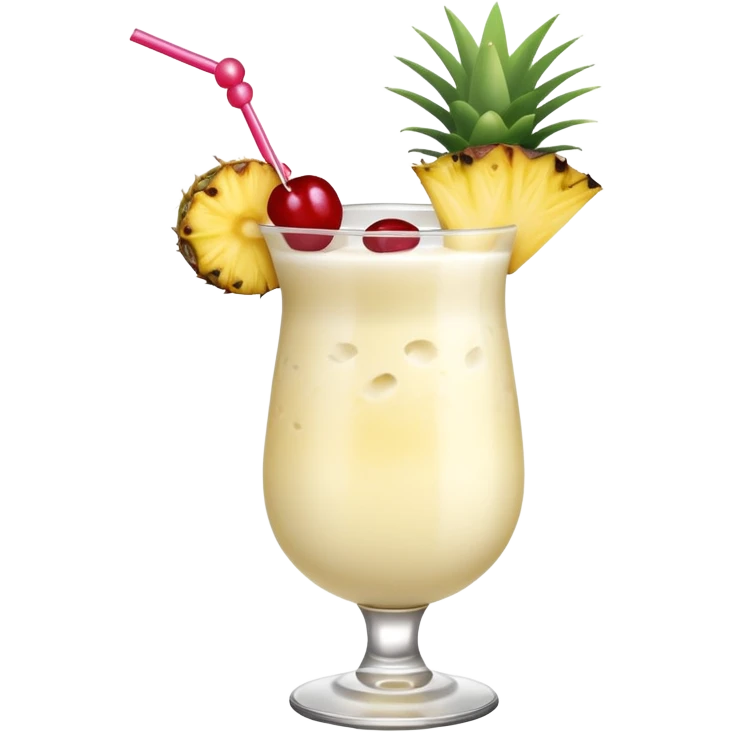 Pina colada cocktail with pineapple and cherry garnish emoji