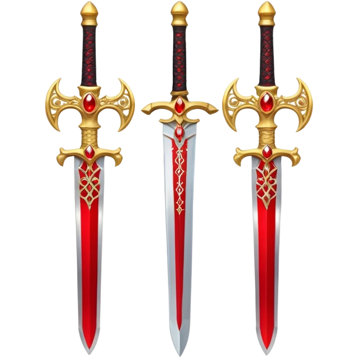 Two Golden royal swords with red gems emoji