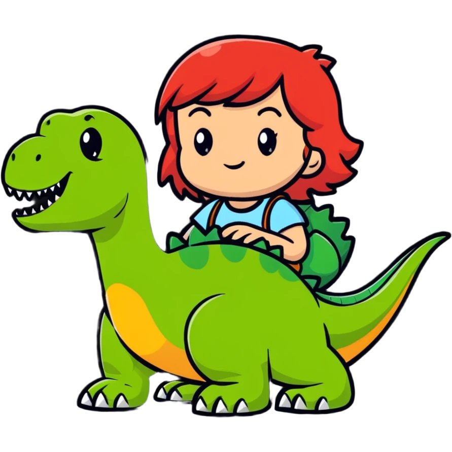 red-haired girl with a dinosaur tail and paws emoji