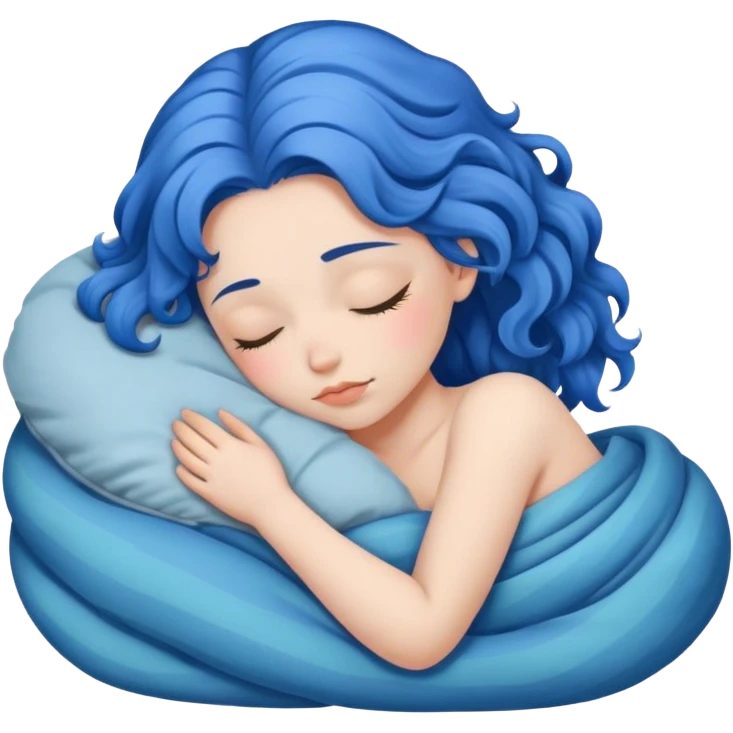 girl with blue wavy hair sleeping  emoji