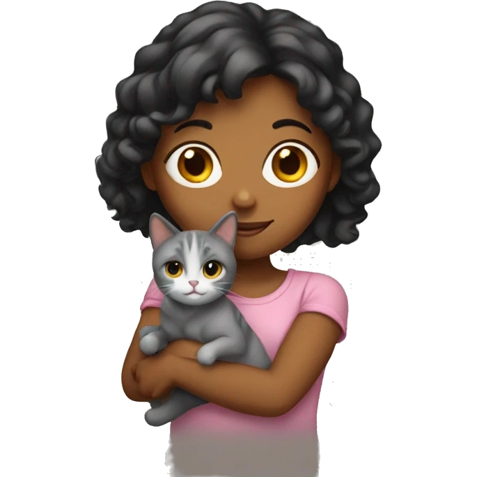 A girl holding a cat emoji