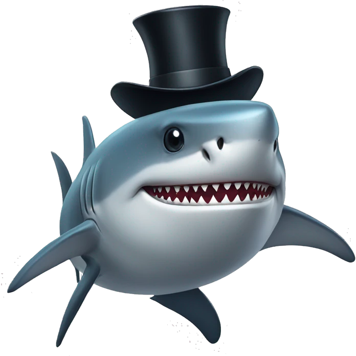 shark with tophat emoji