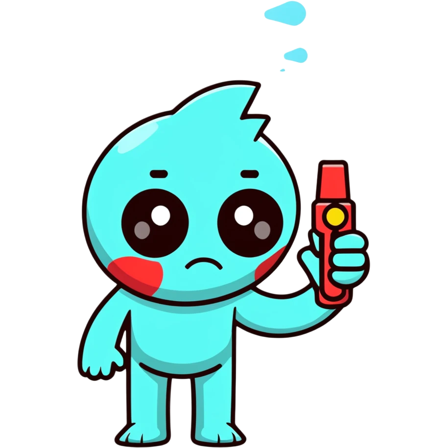 sad face character with water gun pointing directly at its temple emoji