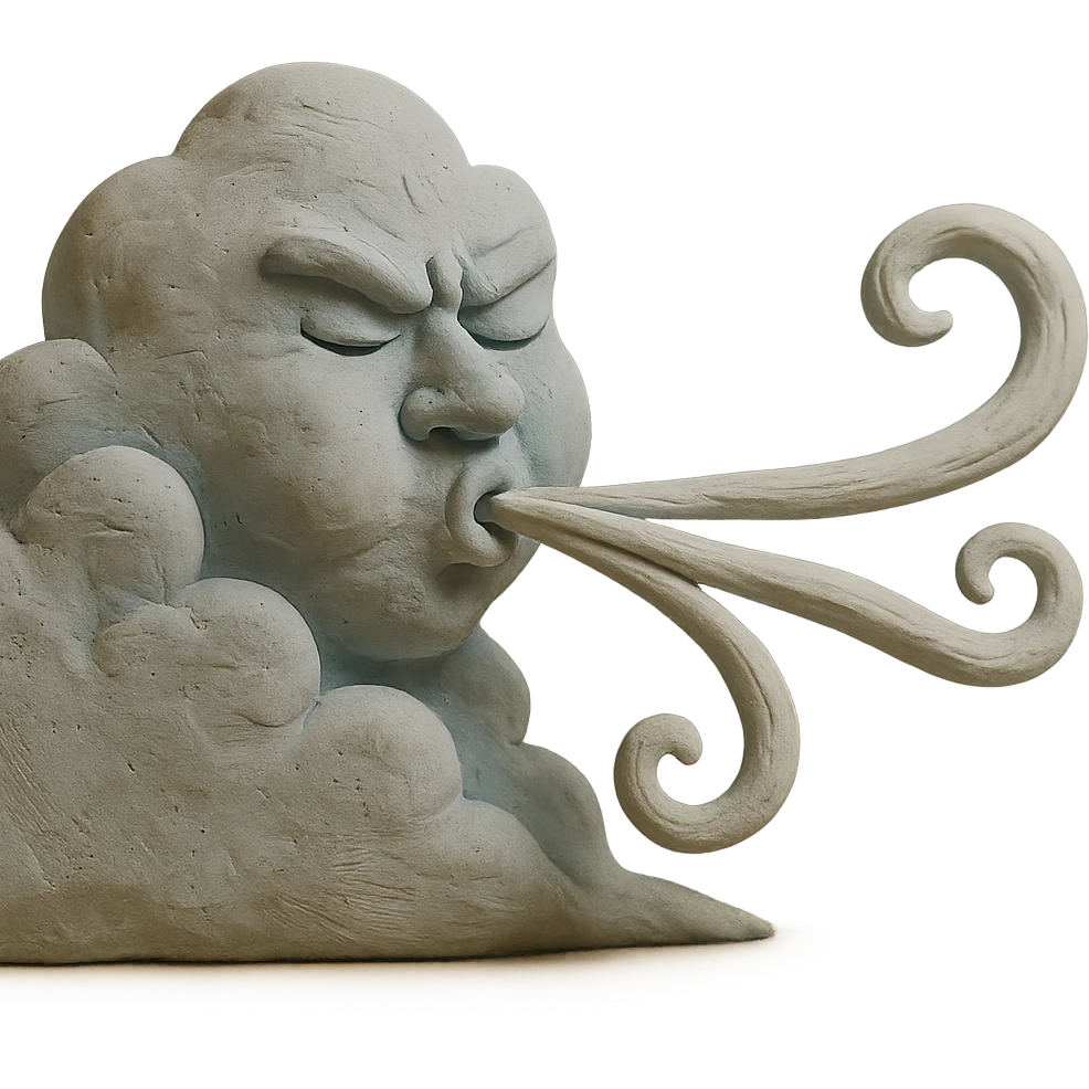 Wind as a stormy gale emoji