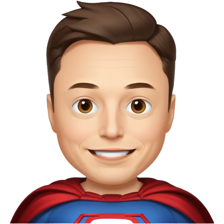 Elon Musk with a superhero mask, cartoon emoji style emoji