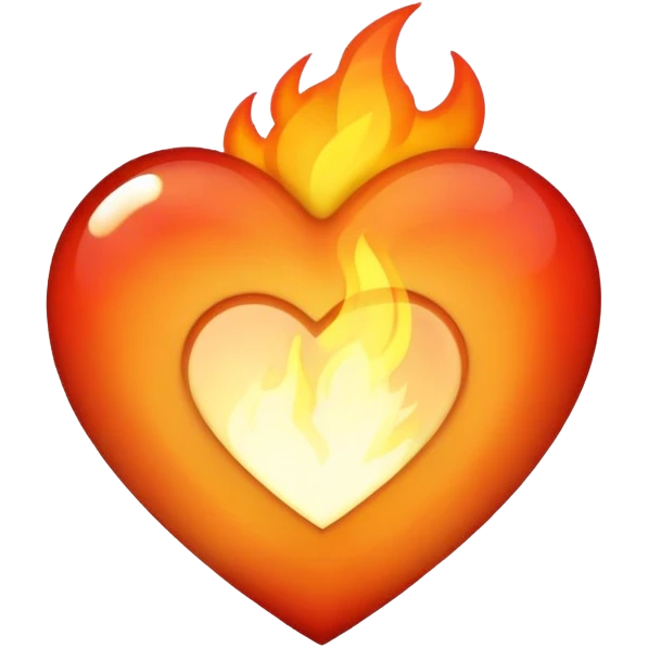Fire with beige heart aesthetic  emoji