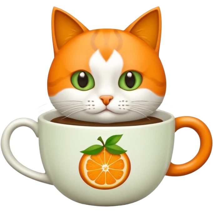 Gato naranja tomando café frio emoji
