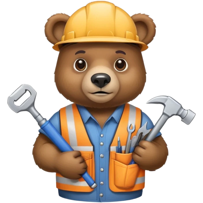 Bear with construction tools and blueprints emoji