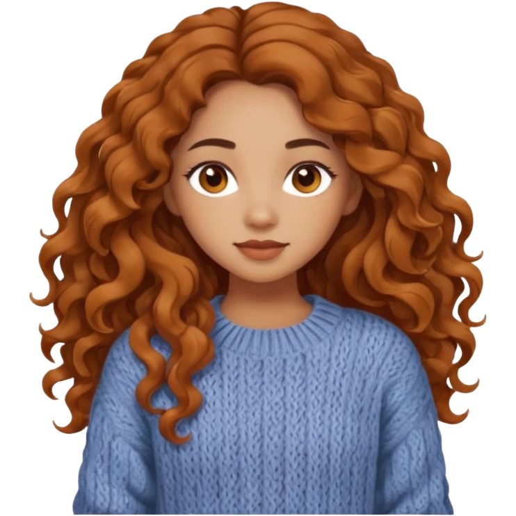 Cozy mixed girl with long wavy hair dressed for fall emoji