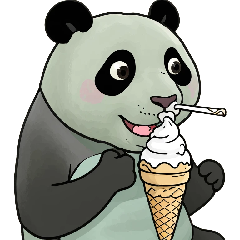 Panda eating ice cream emoji