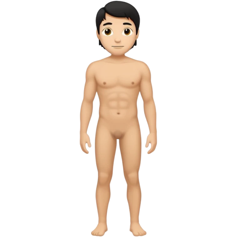 Fat naked tan man full body emoji with black hair emoji