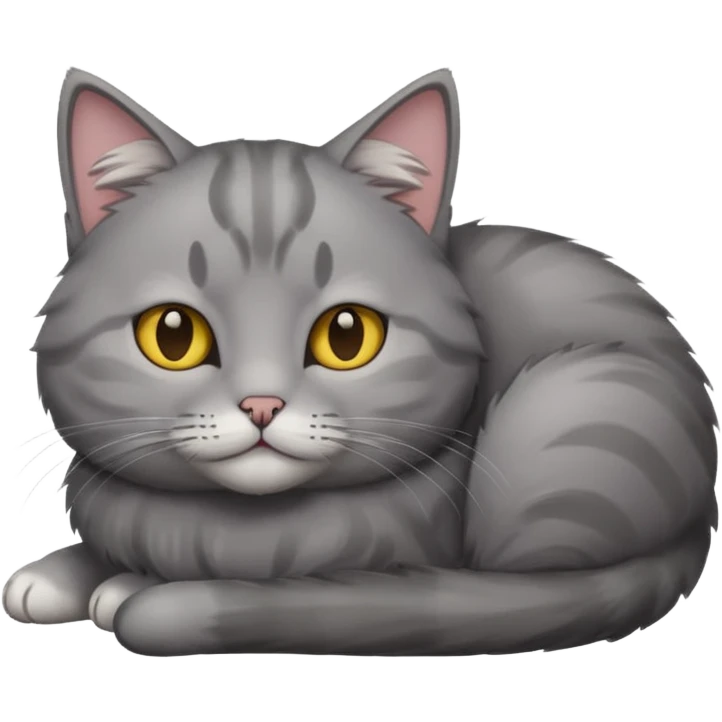 grey cat laying down  emoji