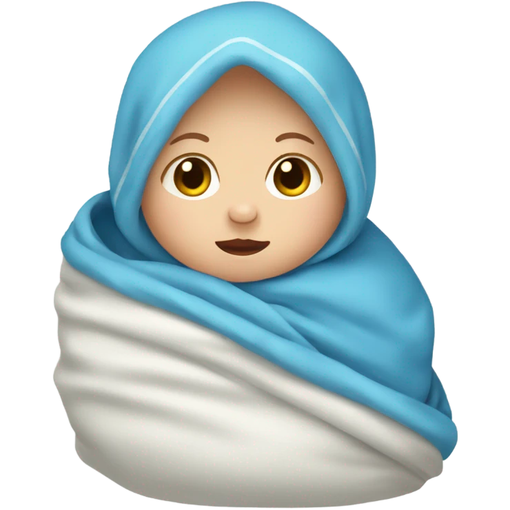 White newborn baby wrapped in blue blanket  emoji