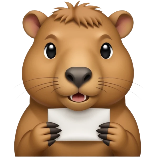 emoji of capibara chewing white paper emoji