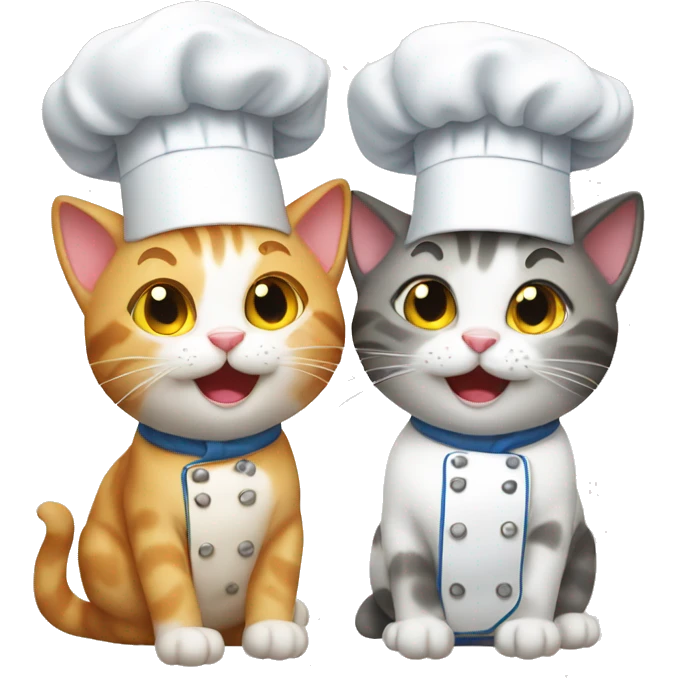 Two happy chef cats emoji