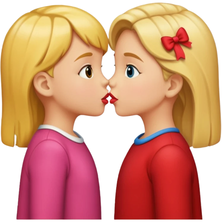 two 5 year old gals about to kiss on the lips emoji